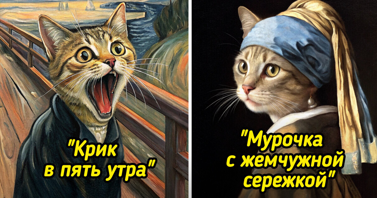 Как бы выглядели 18 знаменитых полотен, если бы людей заменили котейки Как бы выглядели 18 знаменитых полотен, если бы людей заменили котейки
