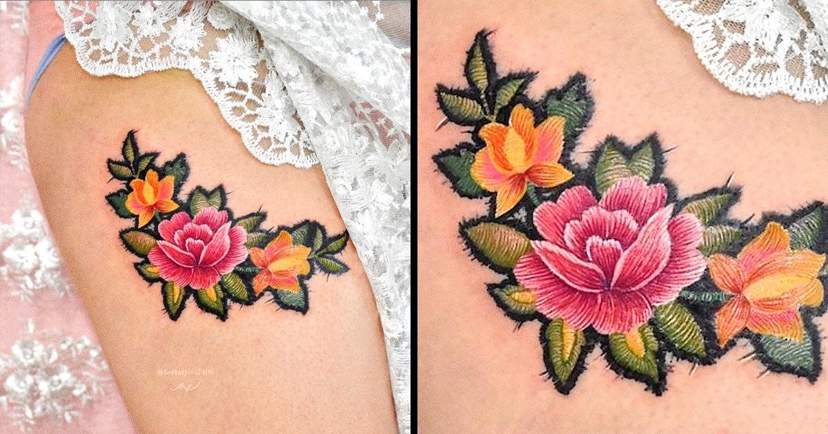 15+ нежных татуировок-вышивок, которые понравятся даже вашей бабушке