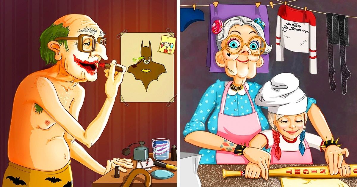 Художница показала, что случается с суперзлодеями и супергероями, когда те выходят на пенсию Художница показала, что случается с суперзлодеями и супергероями, когда те выходят на пенсию