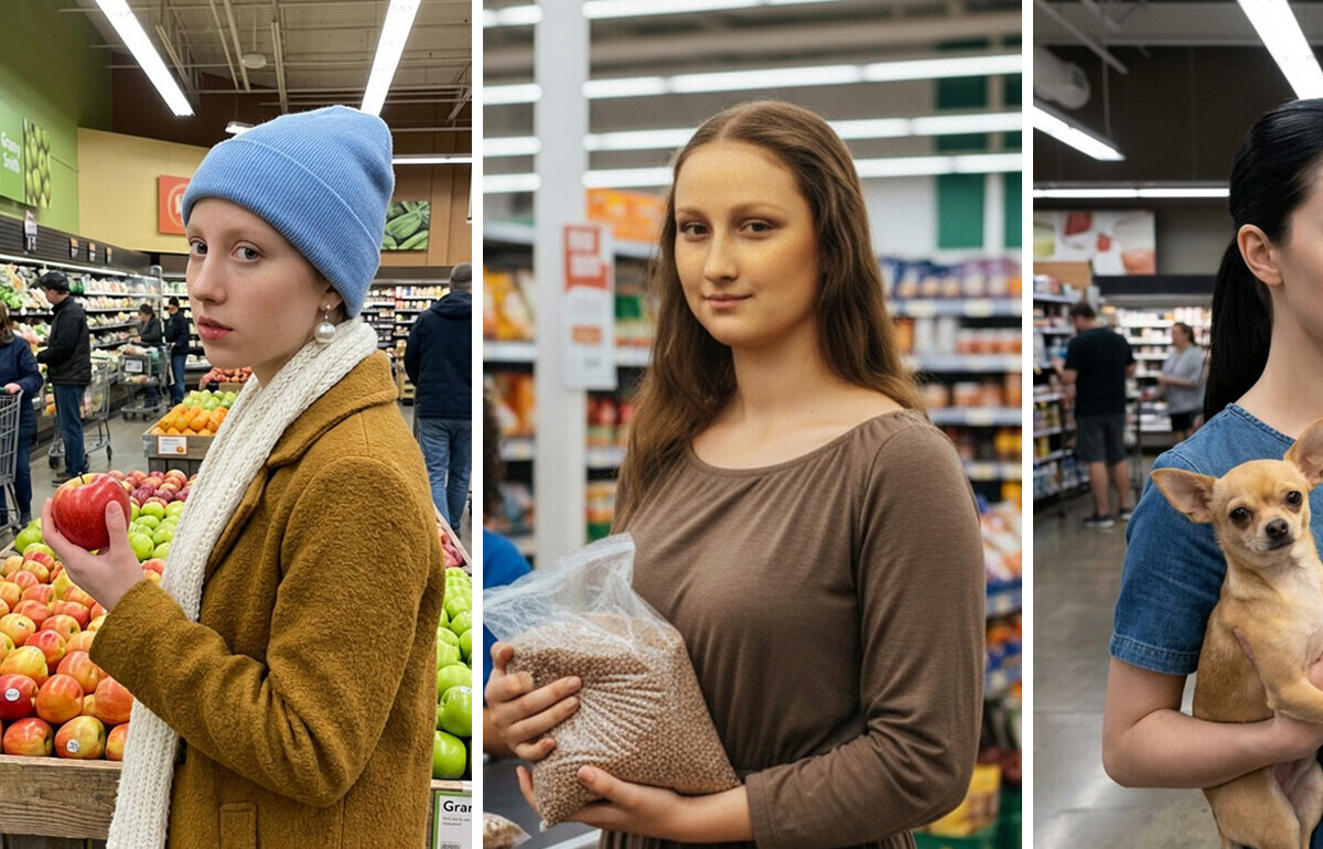 Что, если бы Джоконда пошла за гречкой? Мы «оживили» 15 героев картин и отправили их в супермаркет