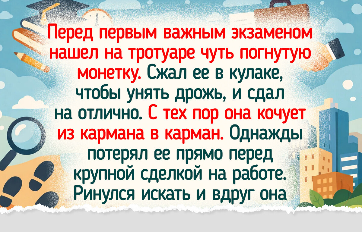 13 человек показали свои вещи-талисманы на удачу. И за каждой — лихая история