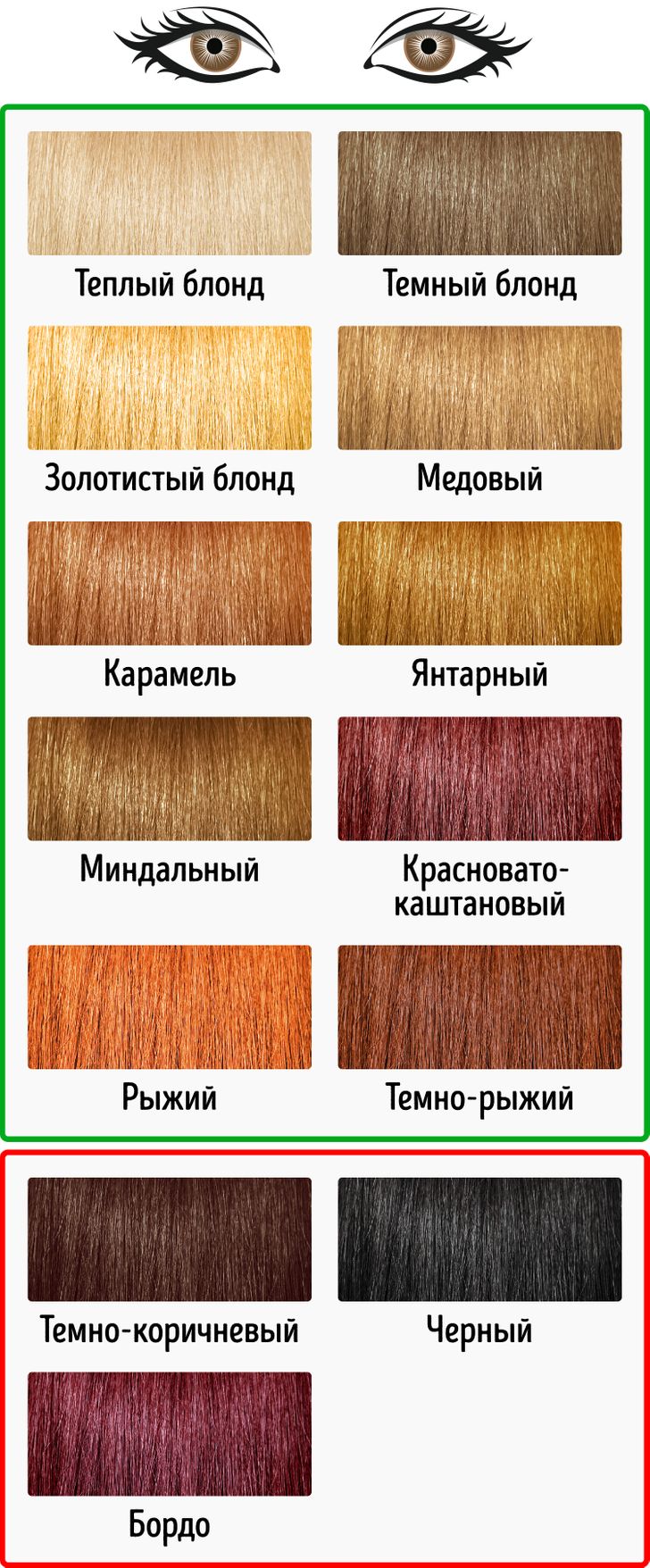палитра оттенков красок для волос фото