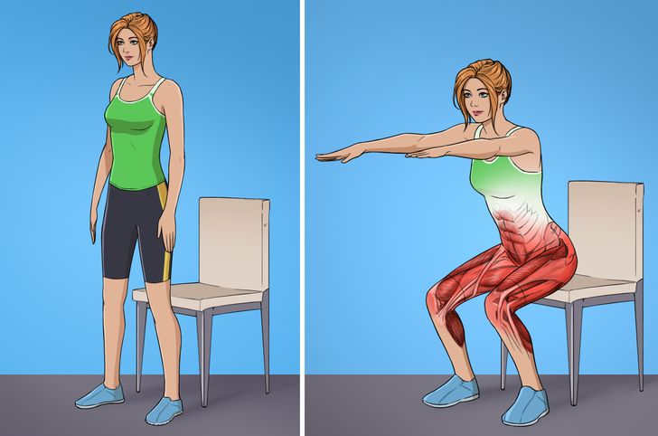 13 простых упражнений для ног и ягодиц, которые можно делать прямо на рабочем месте / AdMe