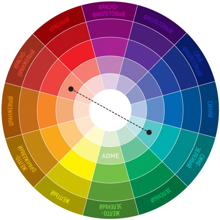 Цветовой круг сочетания цветов в одежде для подбора сочетаний