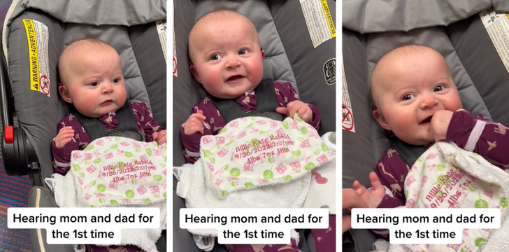 Малышка с нарушением слуха впервые услышала голоса своих родителей.  И ее бесценна