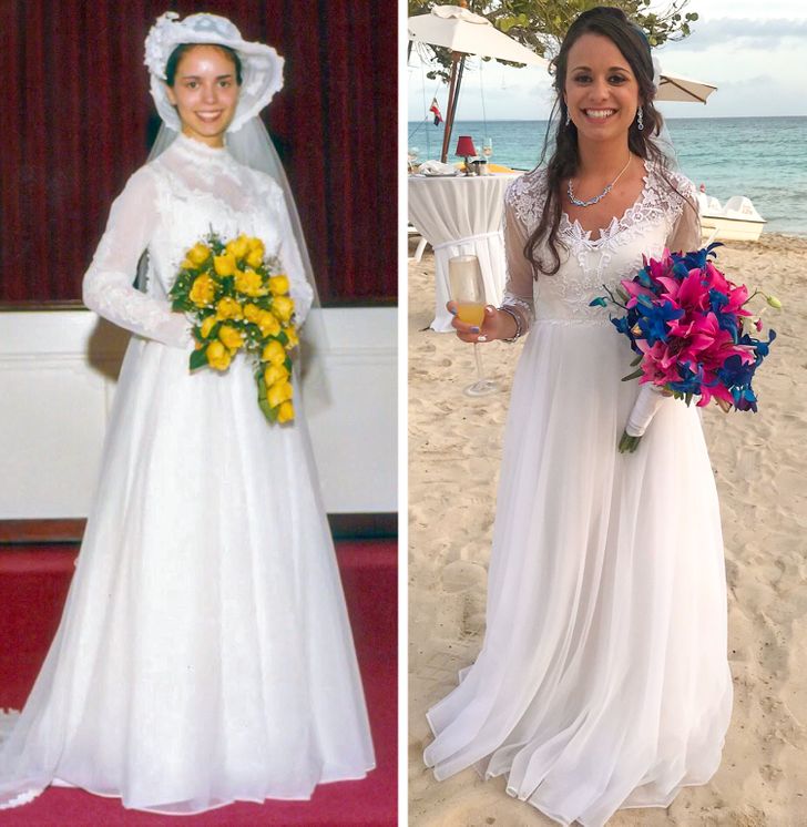 20+ девушек, которые рискнули выйти замуж в свадебных платьях своих бабушек и мам